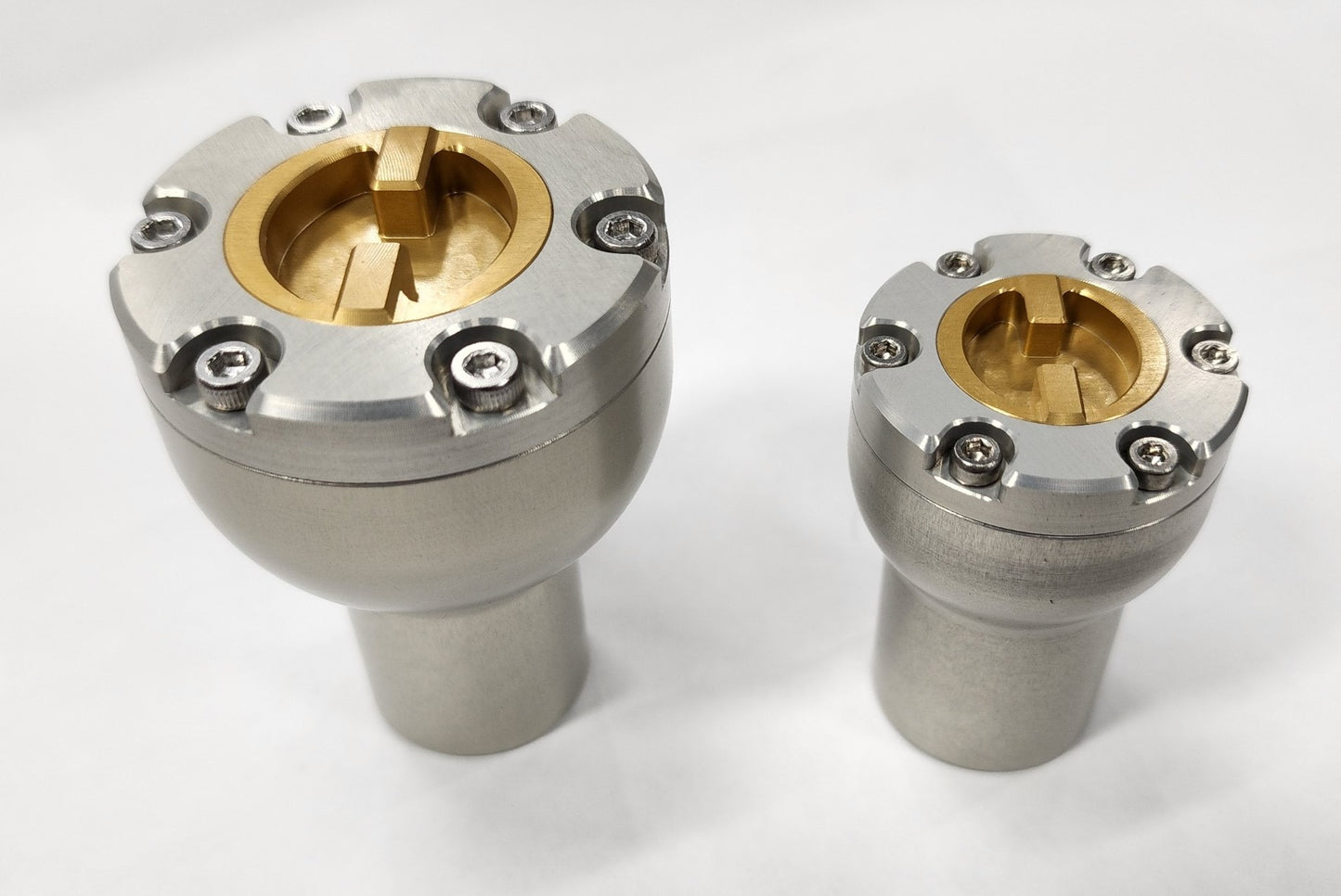 Large locking hub shift knob Clear body Clear Cap Gold dial