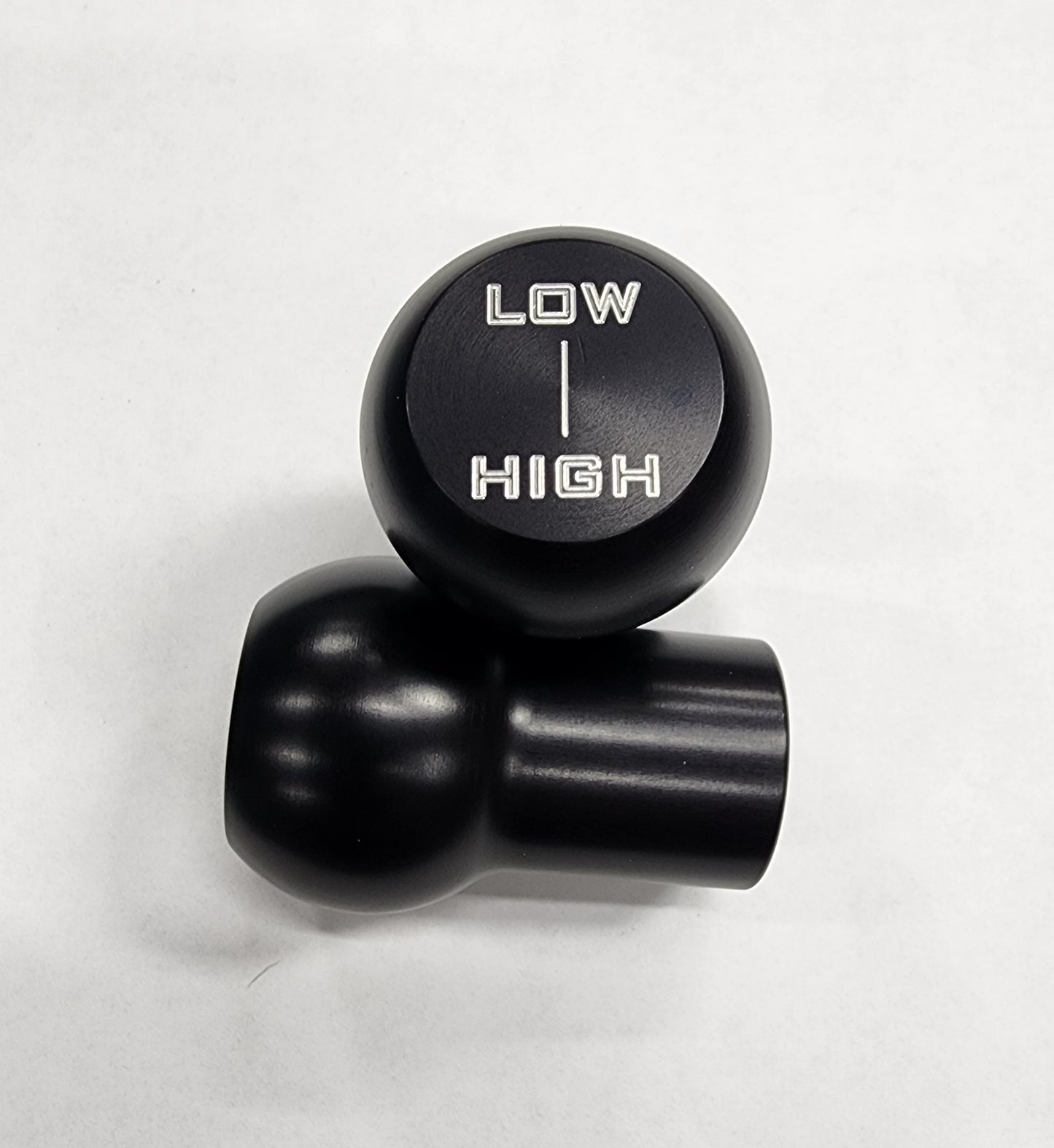Low High shift knob Machine engraved