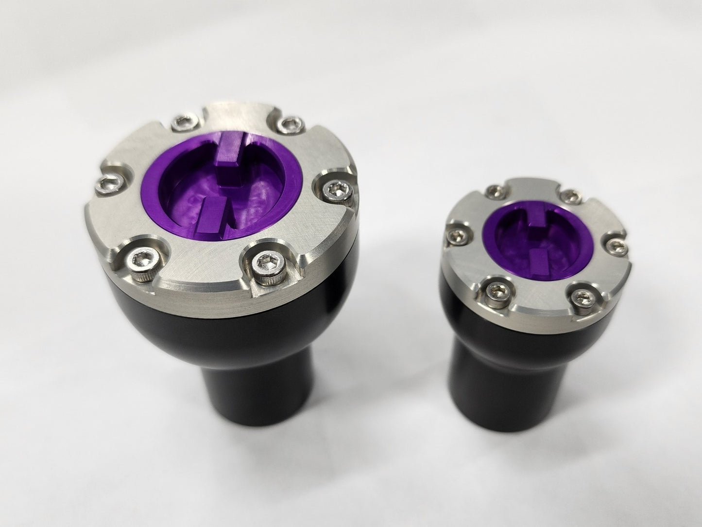 Small locking hub shift knob Black Body Clear Cap Purple dial "Pre-Order"